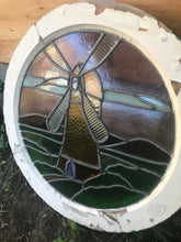 Load image into Gallery viewer, 1920&#39;s Circular Lead Light Window depicting a Windmill Scene.
