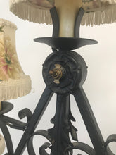 Load image into Gallery viewer, Vintage 1940s Five Branch Wrought Iron Floor Standing Lamp With Toggle Switch
