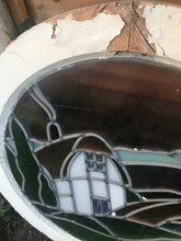 Load image into Gallery viewer, 1920&#39;s Circular Lead Light Window depicting a Cottage Scene.
