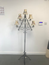 Load image into Gallery viewer, Vintage 1940s Five Branch Wrought Iron Floor Standing Lamp With Toggle Switch
