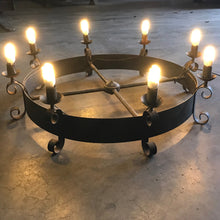 Load image into Gallery viewer, Large 8 Lamp Goth Style Wrought Iron Ceiling Light
