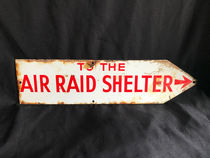 Authentic Vintage Enamel Air Raid Shelter Sign