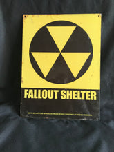 Load image into Gallery viewer, Vintage Enamel Fallout Shelter sign
